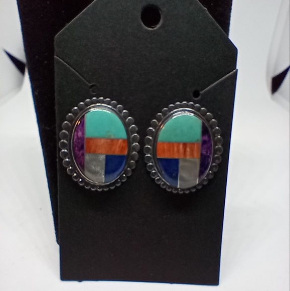 Native American Inlay Earrings - Picture 1 of 1